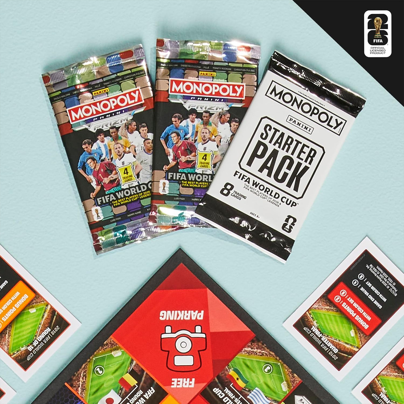 Jogo Monopoly FIFA Copa do Mundo 2026 com Cartas da Panini