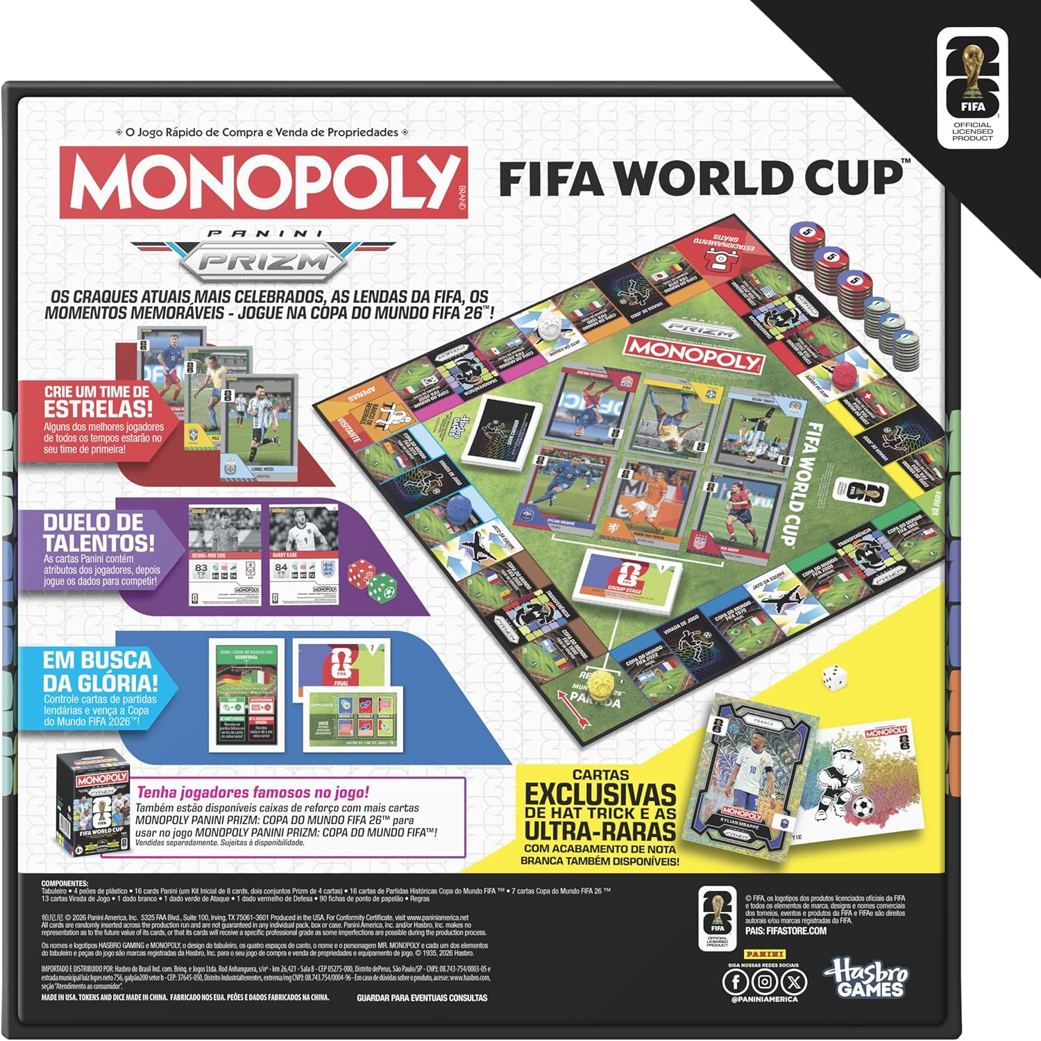 Jogo Monopoly FIFA Copa do Mundo 2026 com Cartas da Panini
