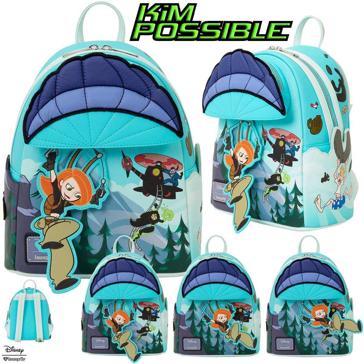 Mini-Mochila Kim Possible Pulando de Paraquedas