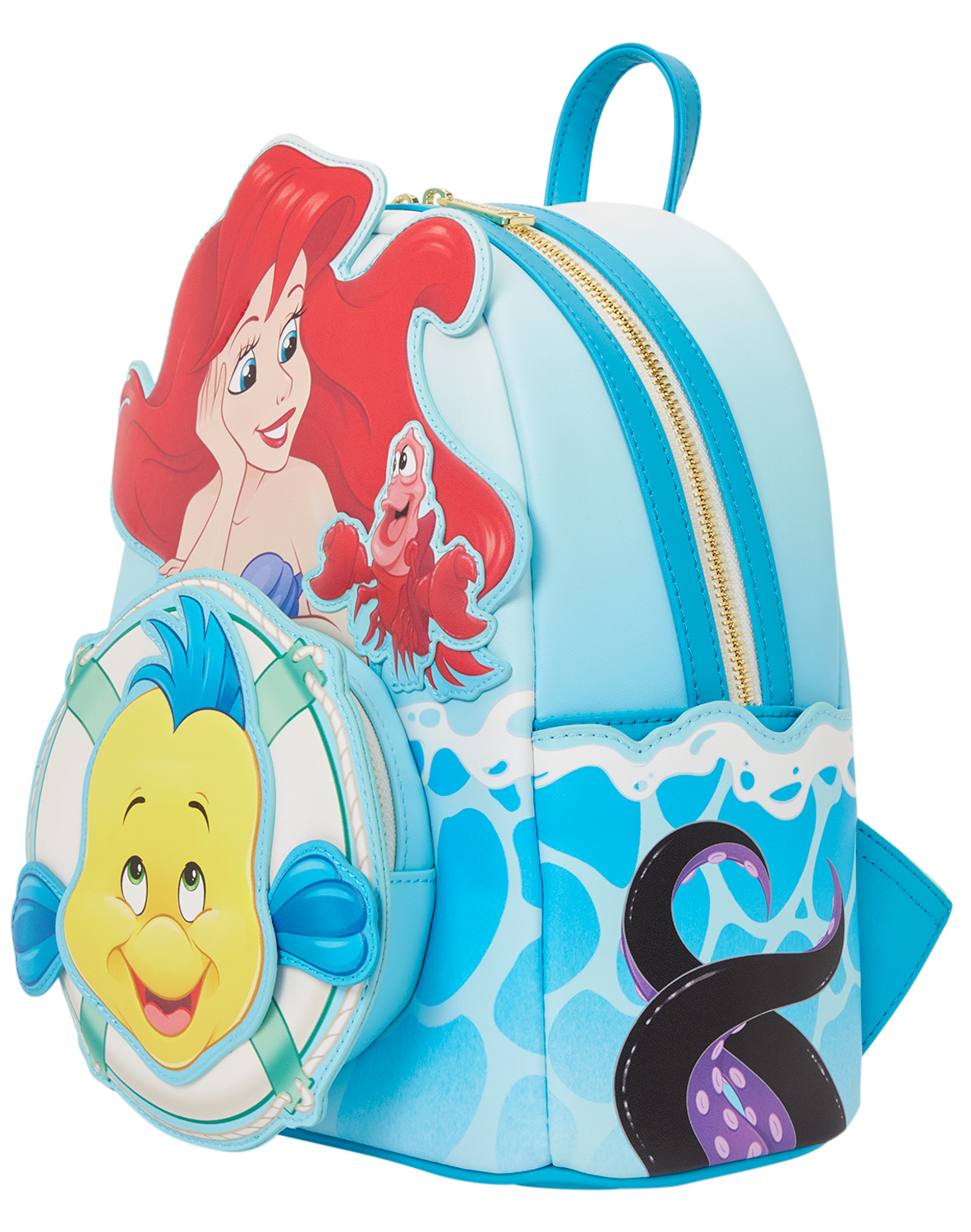 Mini-Mochila A Pequena Sereia com Ariel, Sebastião e Linguado