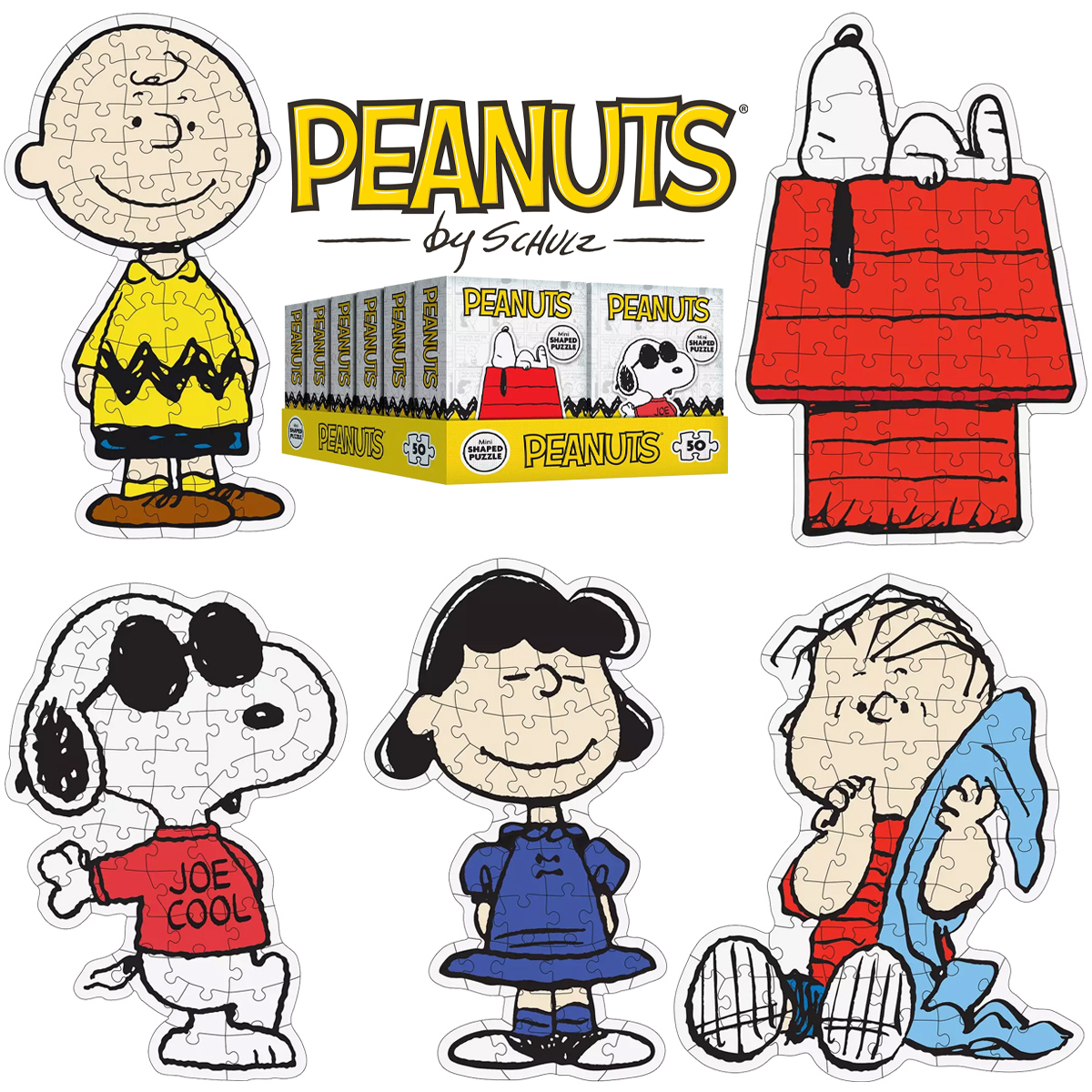 Mini Quebra-Cabeças Peanuts Snoopy Blind Box com 50 peças