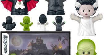 Monstros da Universal Little People Collector: Drácula, Criatura da Lagoa Negra, Frankenstein e Noiva