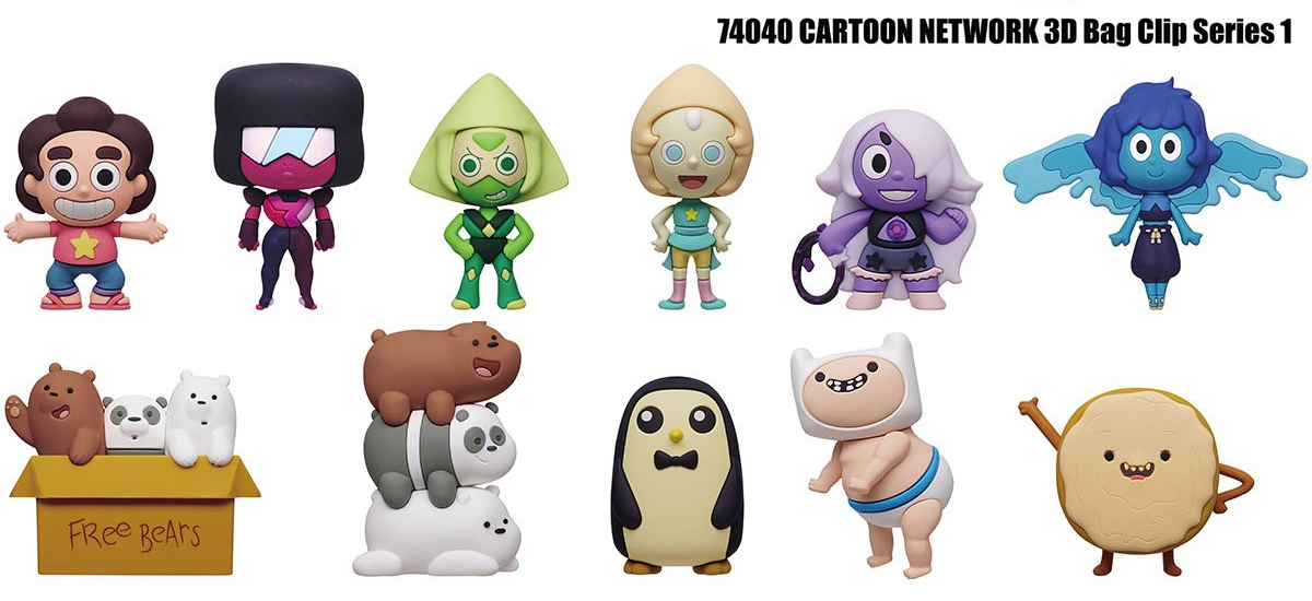Chaveiros Cartoon Network 3D Figural Bag Clips com Steven Universe, Ursos Sem Curso e Hora de Aventura