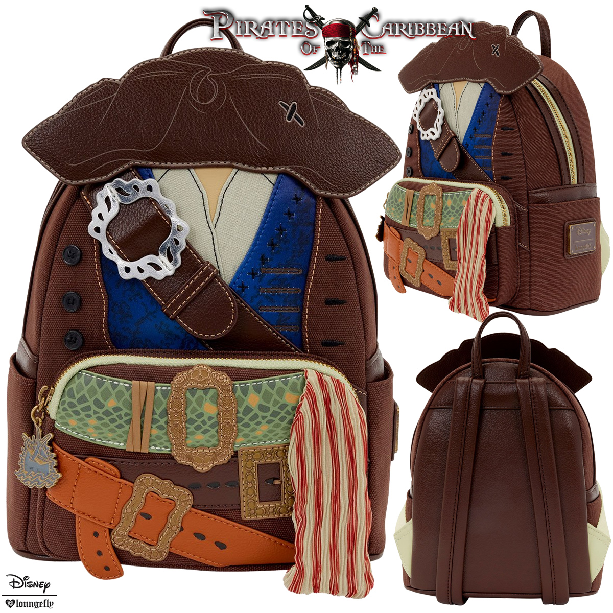 Mini-Mochila Jack Sparrow Piratas do Caribe