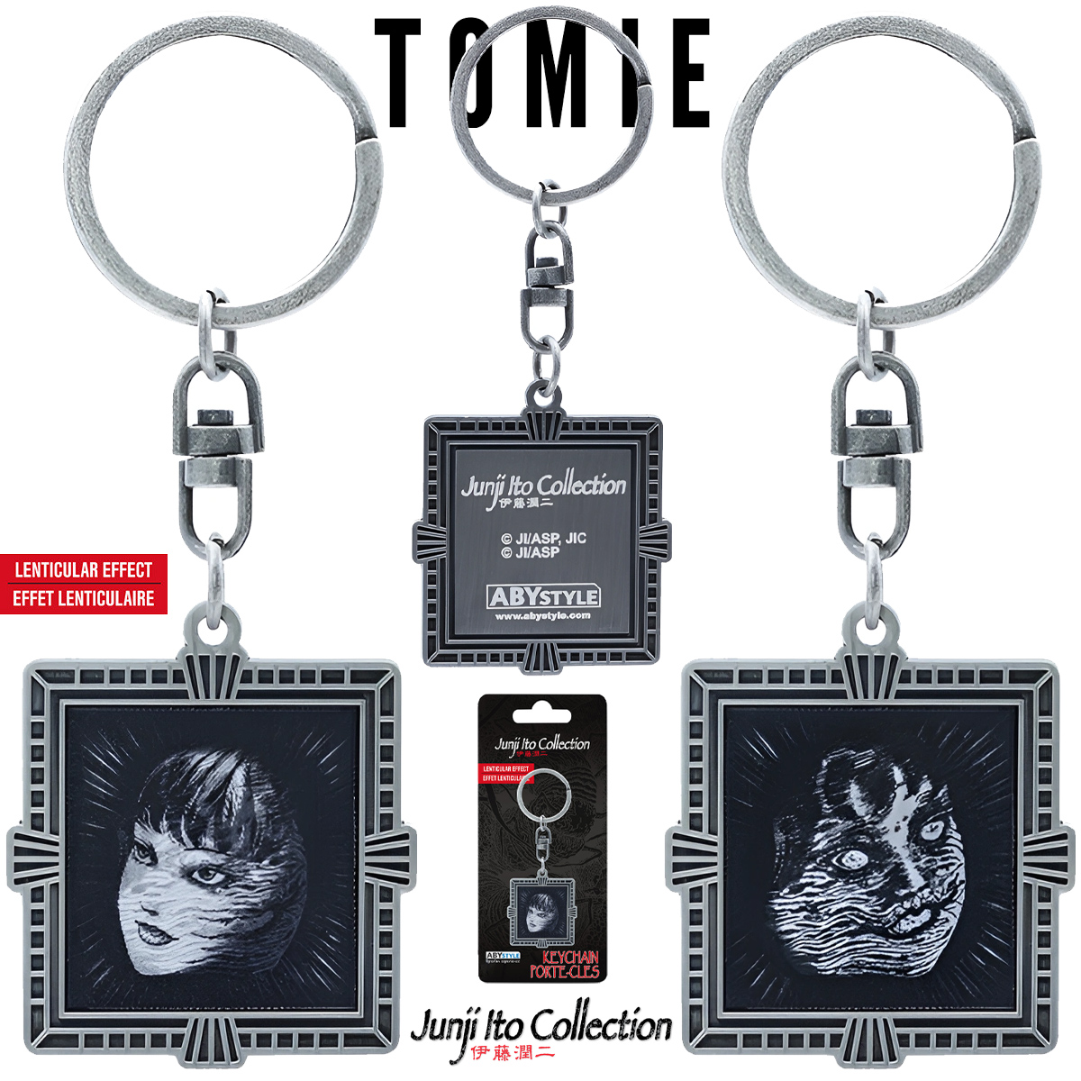 Chaveiro Lenticular Junji Ito com o Reflexo Amaldiçoado de Tomie