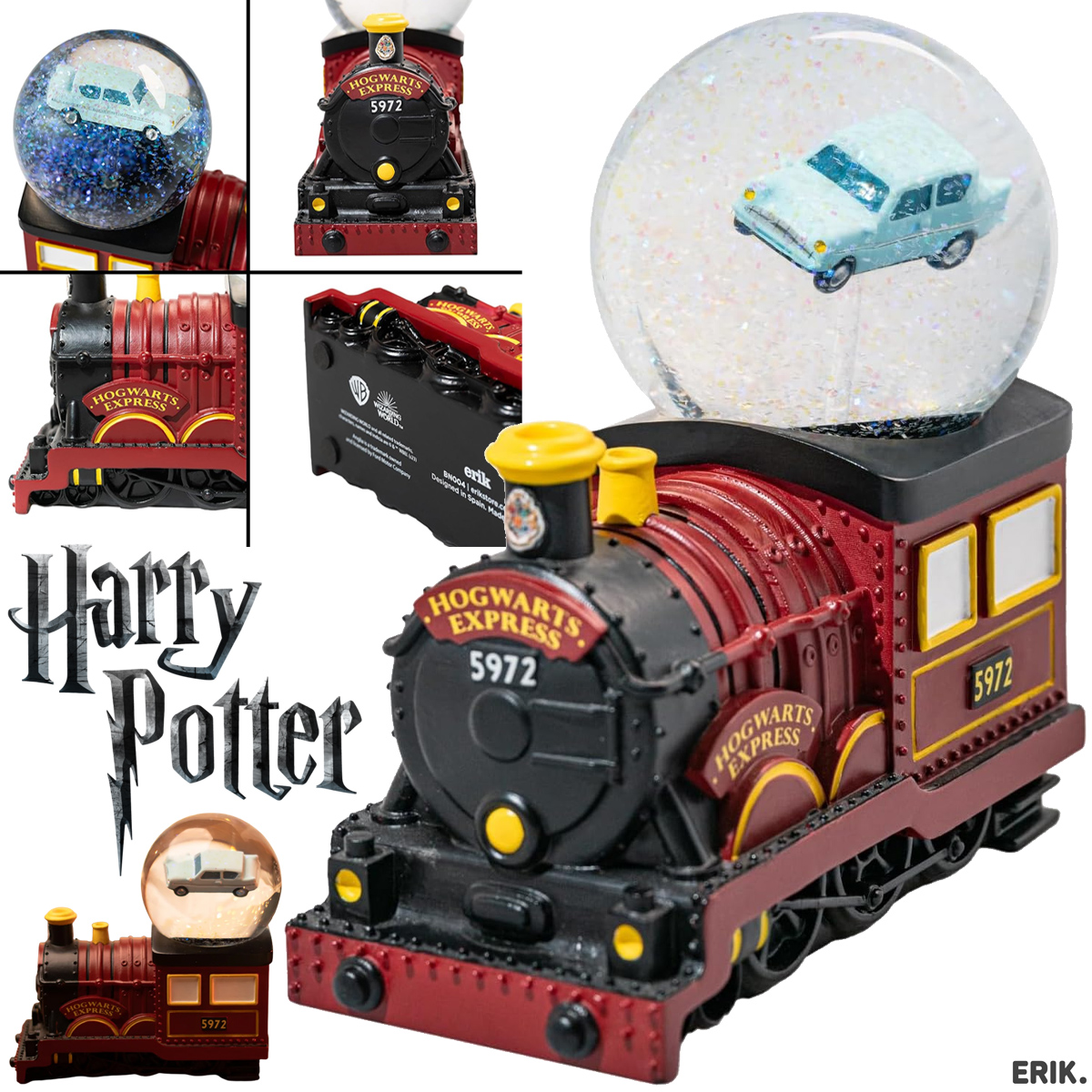 Globo de Neve Harry Potter Hogwarts Express com o Carro Voador