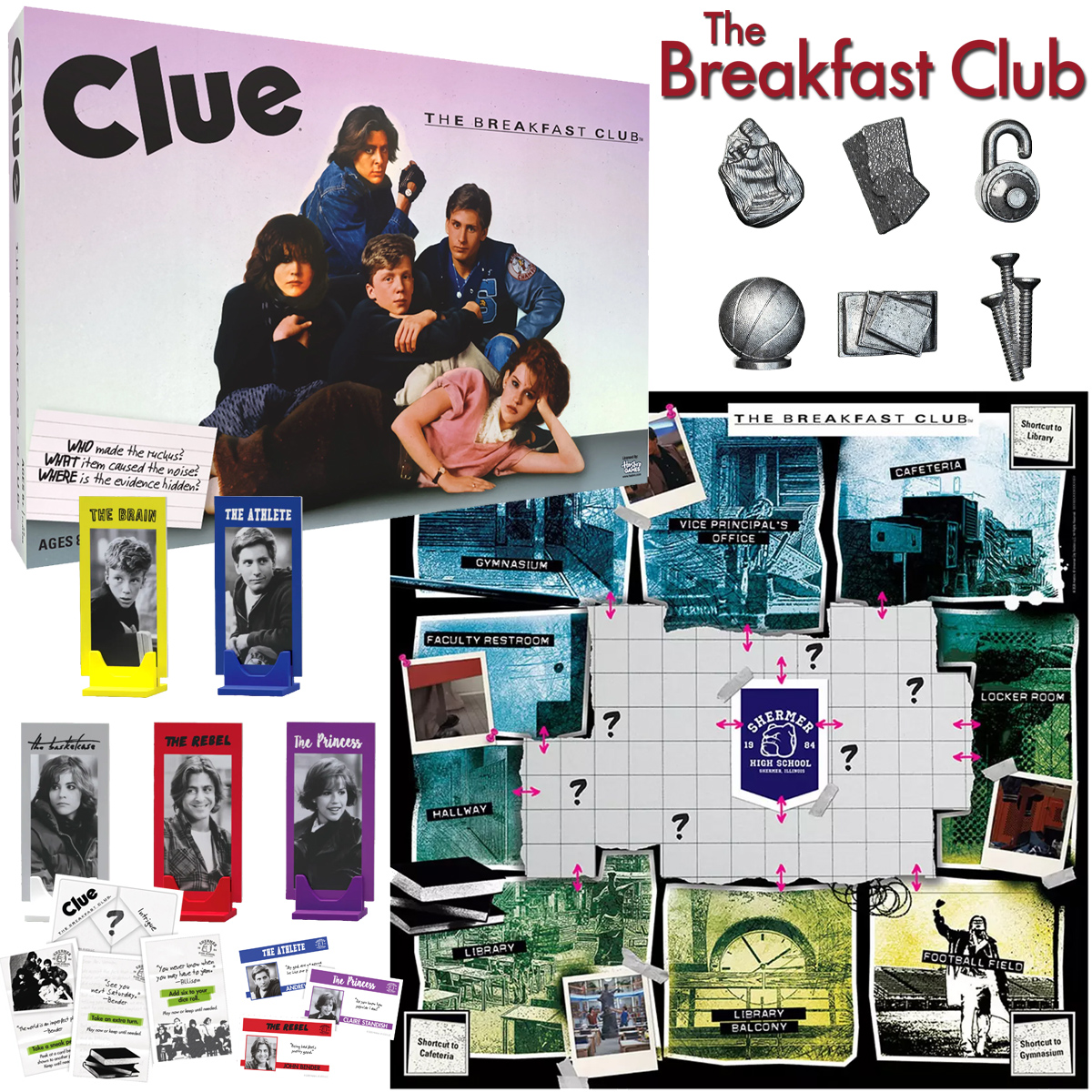 Jogo de Tabuleiro Detetive (Clue) Clube dos Cinco (The Breakfast Club) de John Hughes