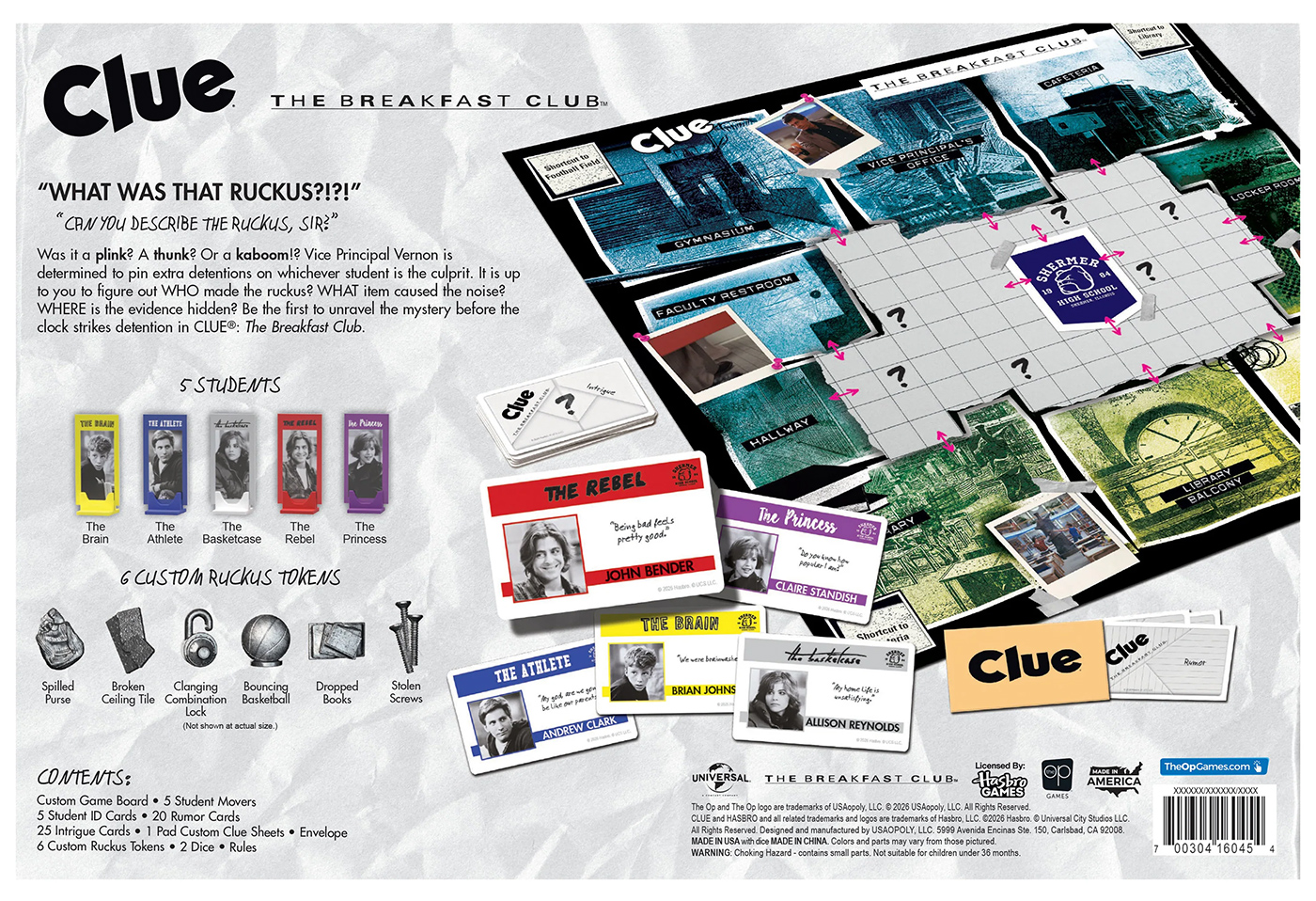 Jogo de Tabuleiro Detetive (Clue) Clube dos Cinco (The Breakfast Club) de John Hughes
