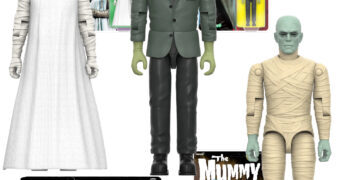 Action Figures Monstros da Universal ReAction+ com Múmia, Frankenstein e Noiva