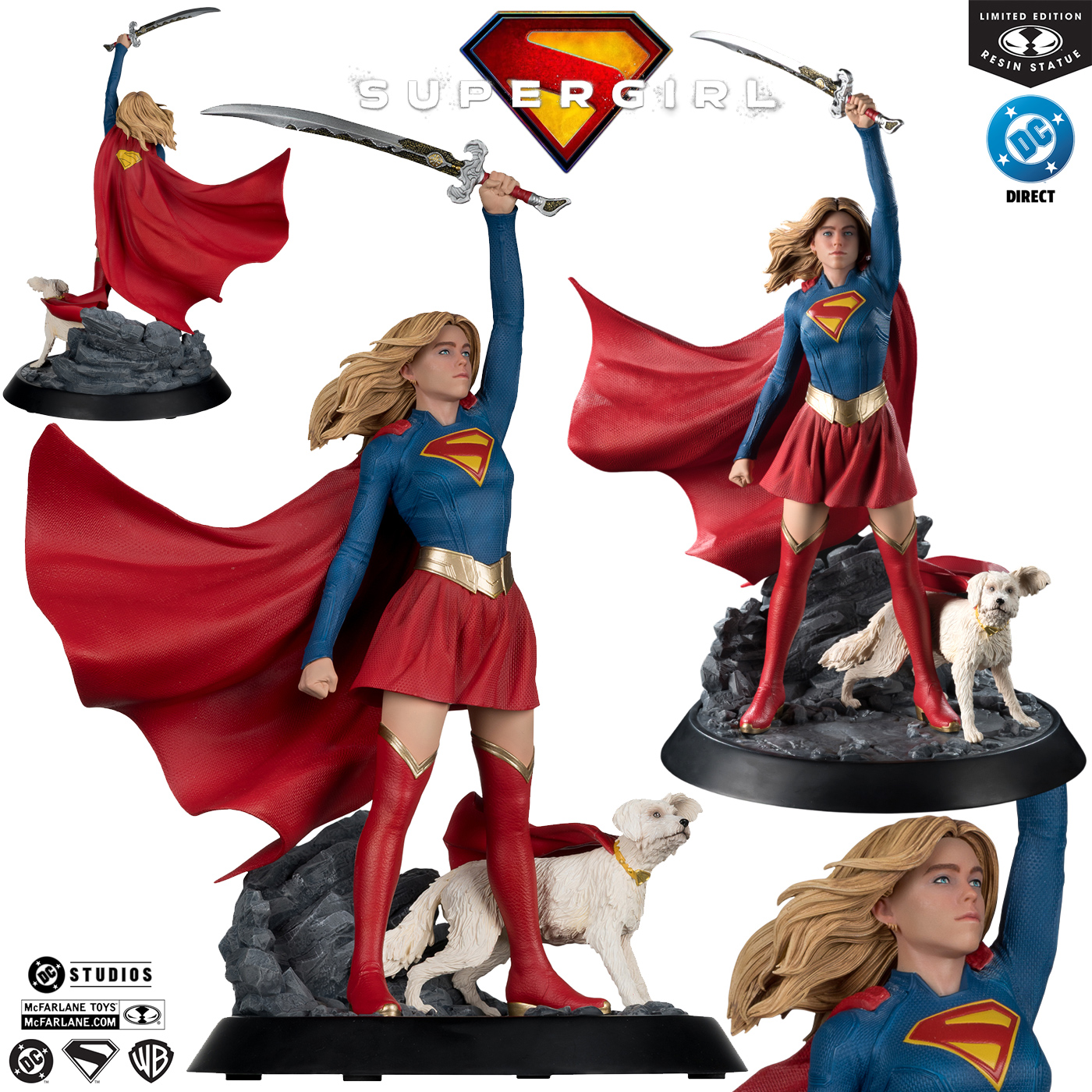 Estátua DC Direct Supergirl (Milly Alcock) e Supercão Krypto em Escala 1:6