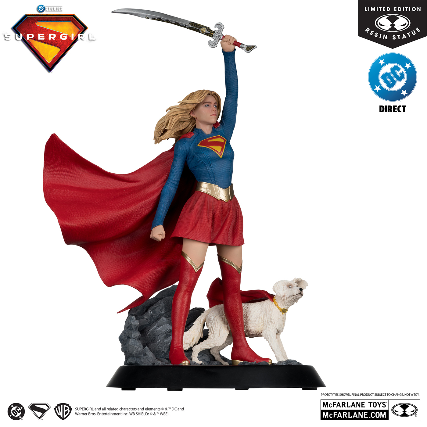 Estátua DC Direct Supergirl (Milly Alcock) e Supercão Krypto em Escala 1:6