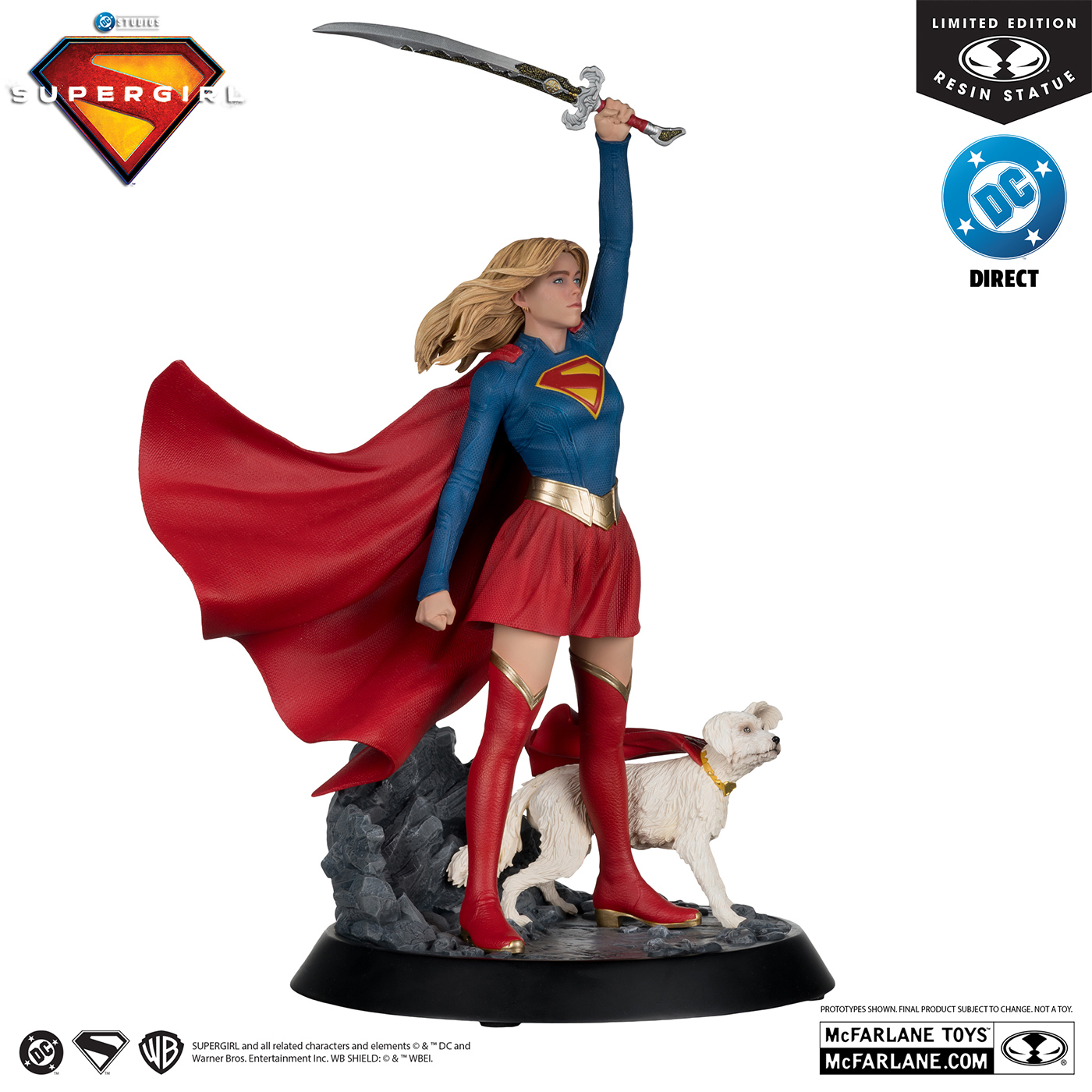 Estátua DC Direct Supergirl (Milly Alcock) e Supercão Krypto em Escala 1:6