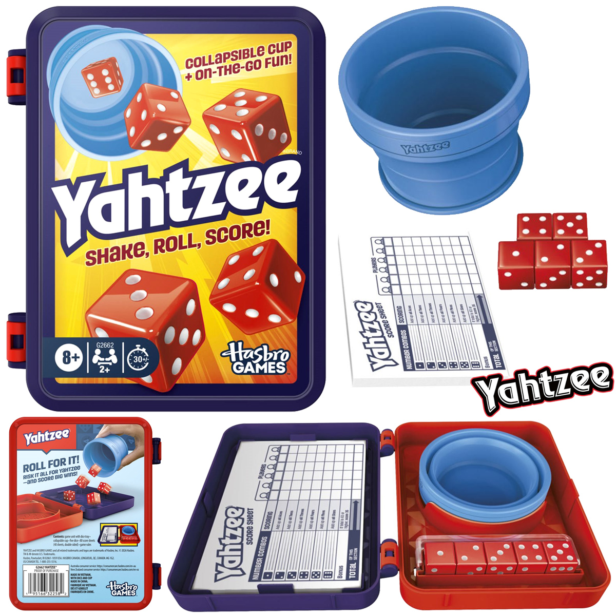 Jogo de Dados Yahtzee Portátil em Estojo Dobrável