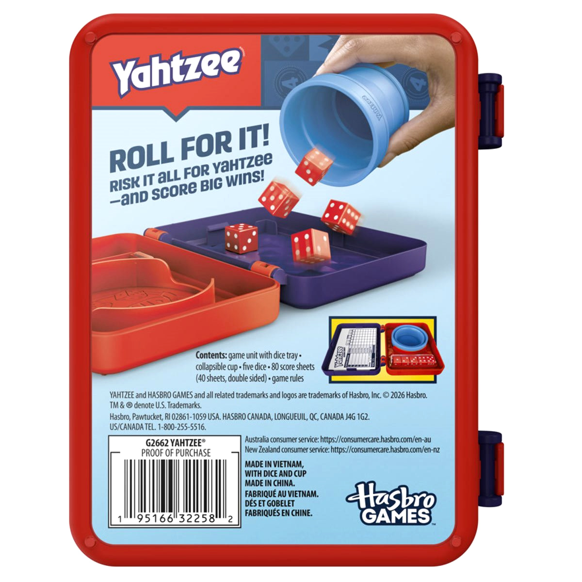 Jogo de Dados Yahtzee Portátil em Estojo Dobrável