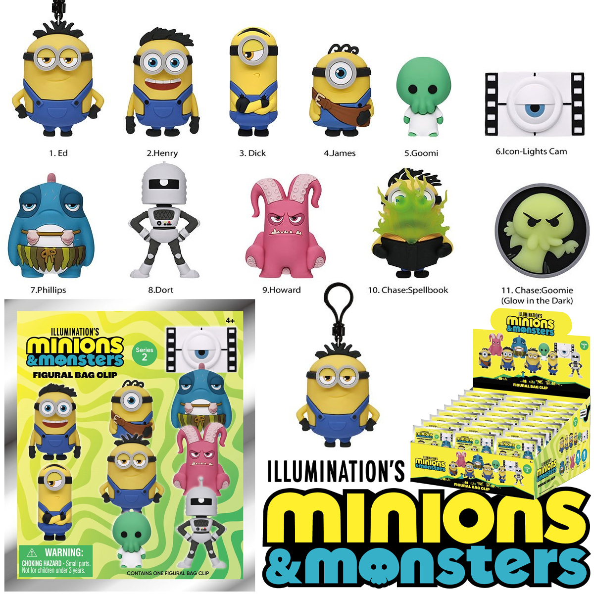 Chaveiros do Filme Minions & Monstros 3D Figural Bag Clips