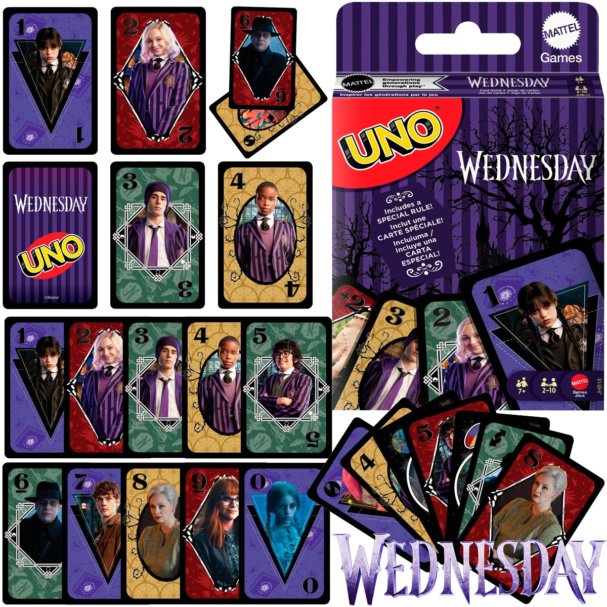 Jogo de Cartas UNO Wandinha (Wednesday Addams)