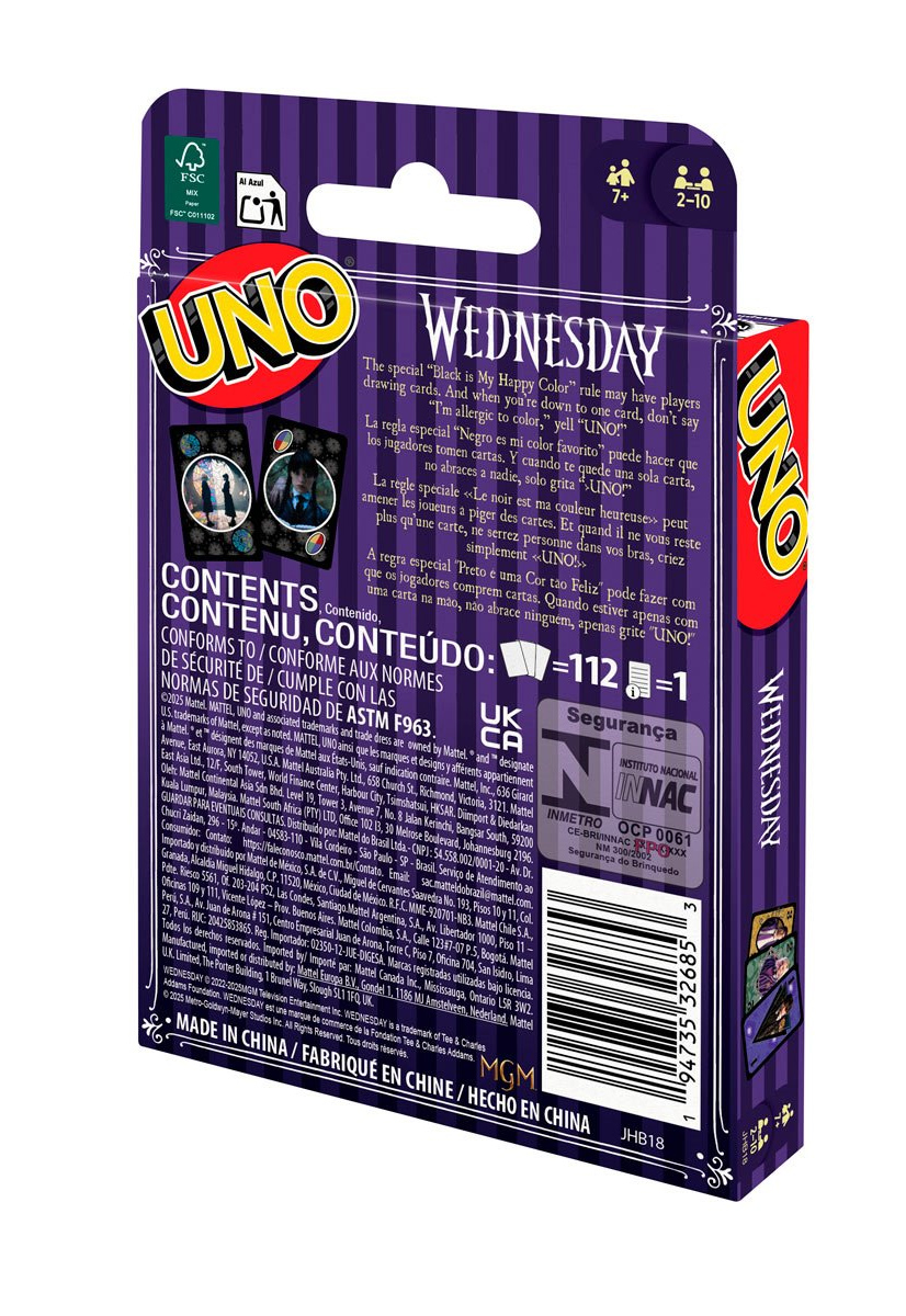 Jogo de Cartas UNO Wandinha (Wednesday Addams)