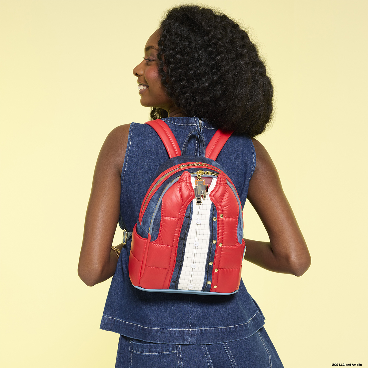 Mini-Mochila Marty McFly Colete Acolchoado Vermelho de De Volta para o Futuro