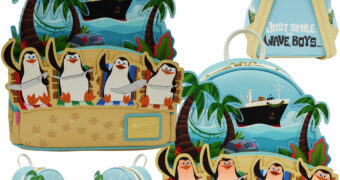Mini-Mochila Os Pinguins de Madagascar na Praia (Reativa a Raios UV)