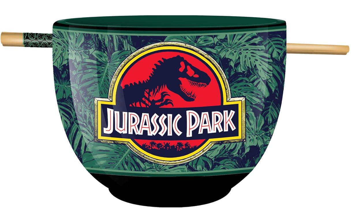 Tigela de Ramen Jurassic Park: O Parque dos Dinossauros com Hashis e Colher
