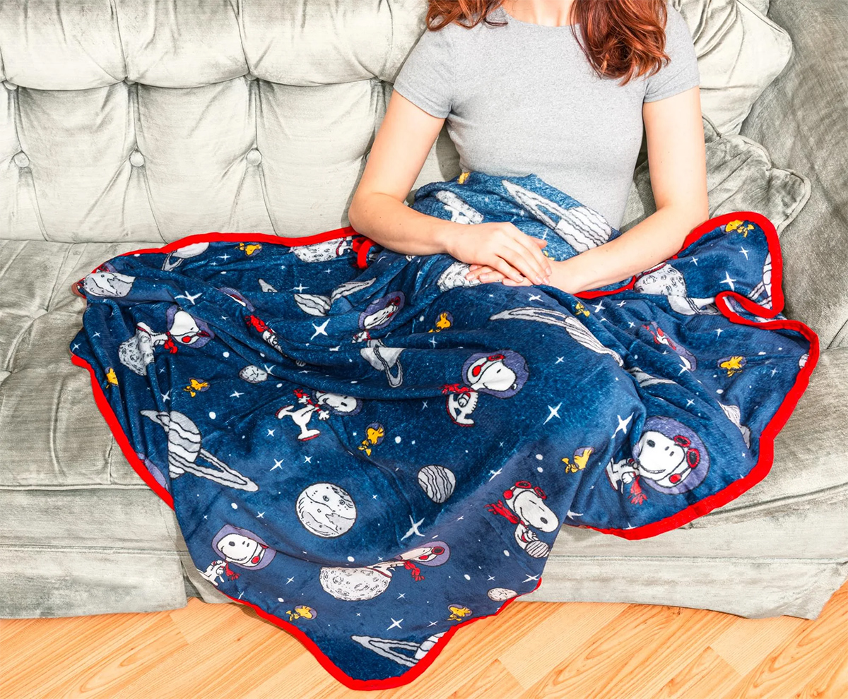 Cobertor de Lance Peanuts com os Astronautas Snoopy e Woodstock