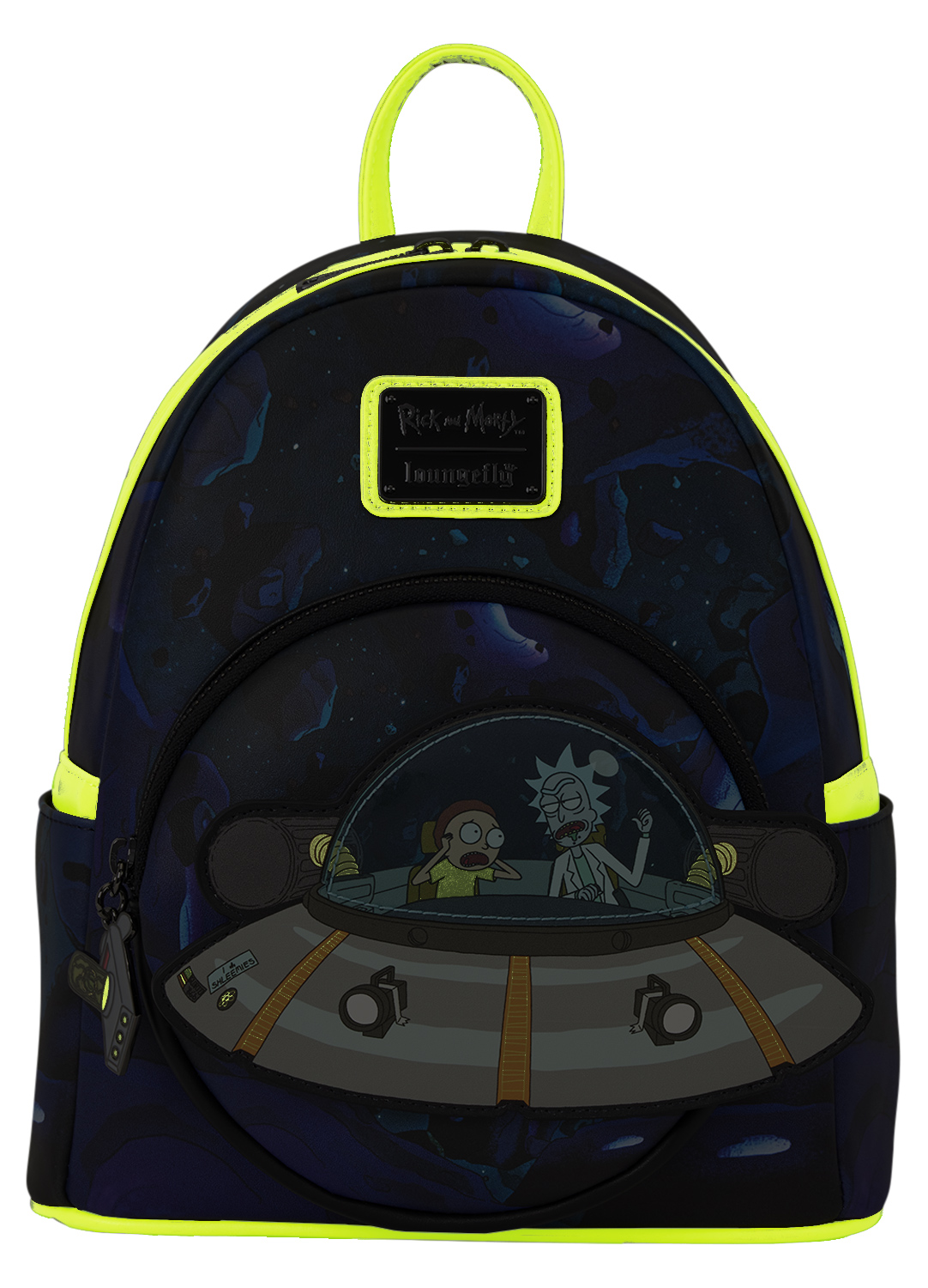 Mini-Mochila Rick and Morty Fosforescente com a Nave Interdimensional Space Cruiser 