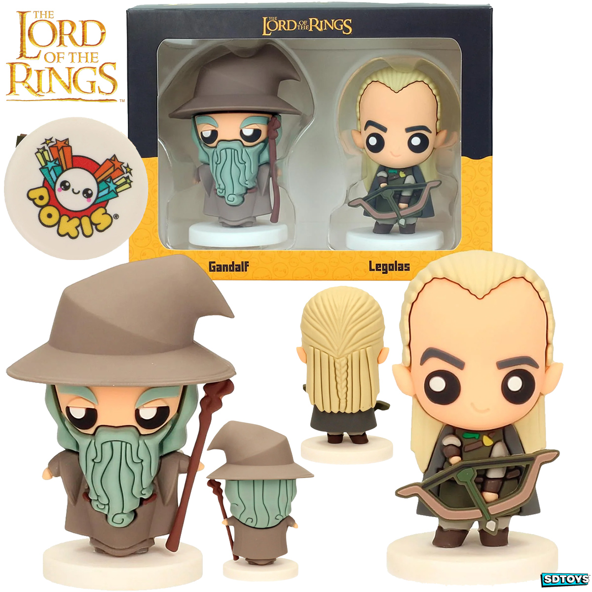 Mini-Figuras Pokis Gandalf e Legolas de O Senhor dos Anéis