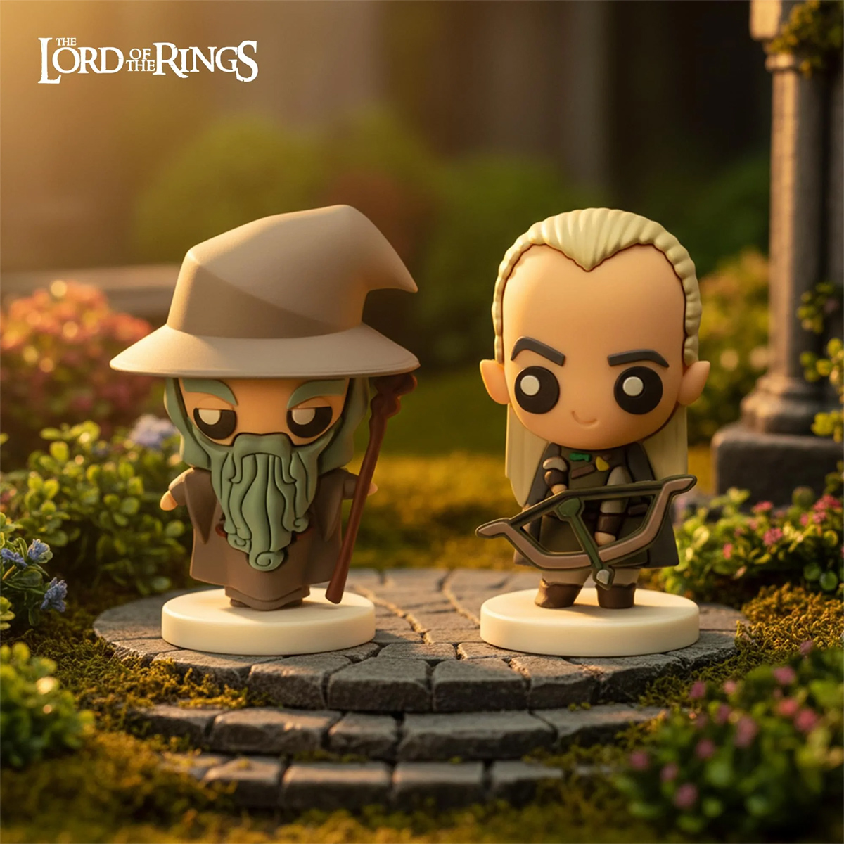 Mini-Figuras Pokis Gandalf e Legolas de O Senhor dos Anéis