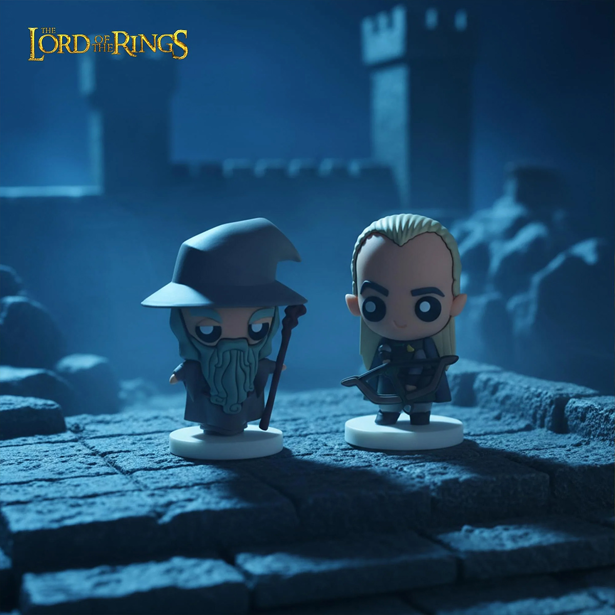 Mini-Figuras Pokis Gandalf e Legolas de O Senhor dos Anéis