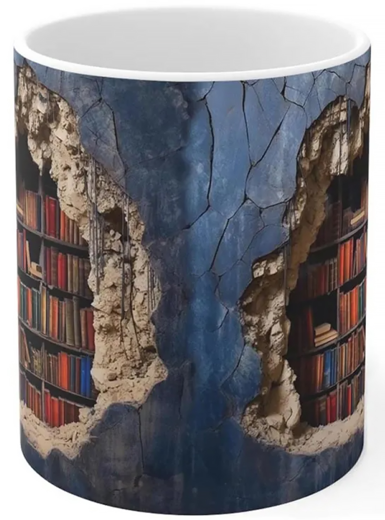 Caneca com Biblioteca Escondida dentro da Parede (Hole in a Wall Bookshelf)