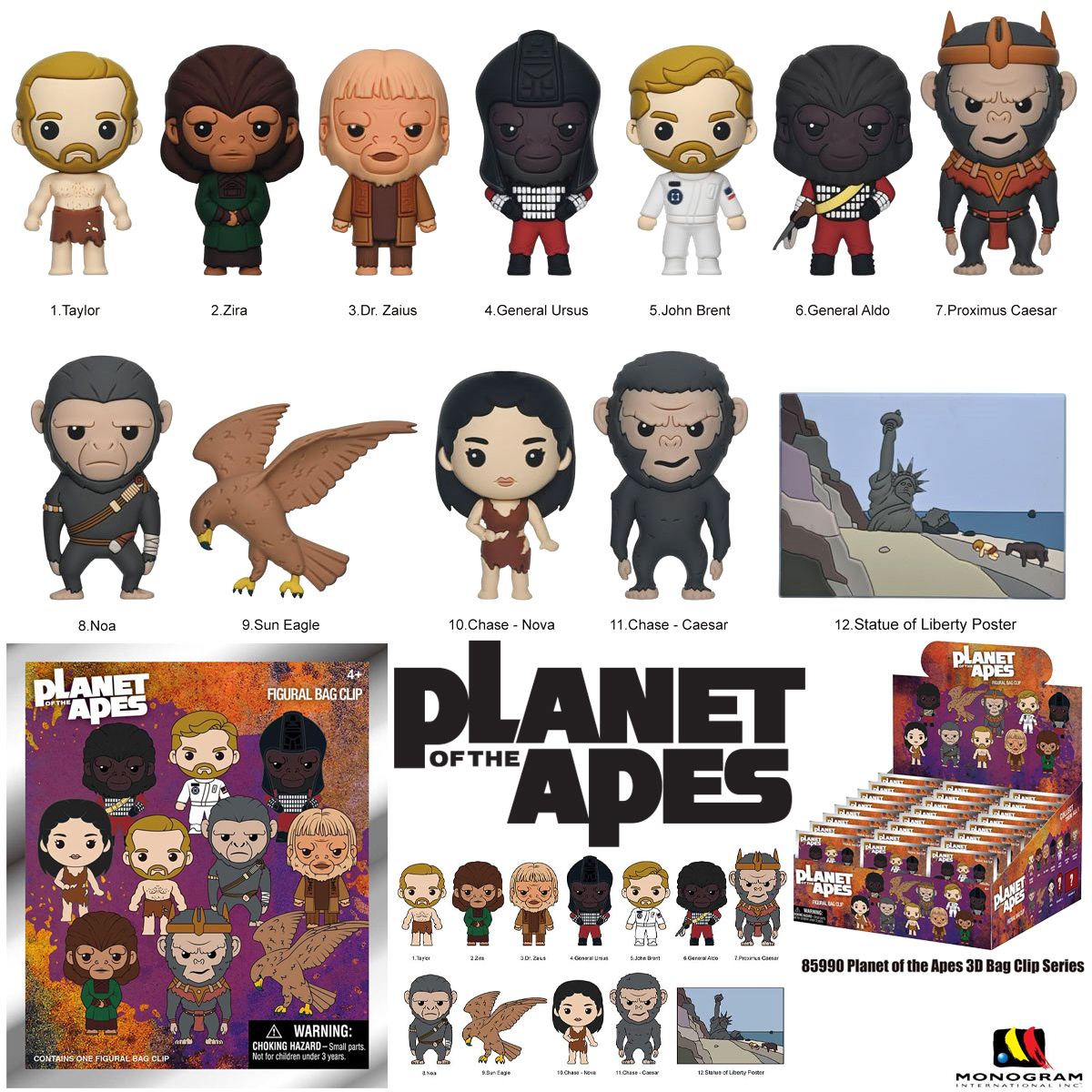 Chaveiros O Planeta dos Macacos 3D Figural Bag Clips