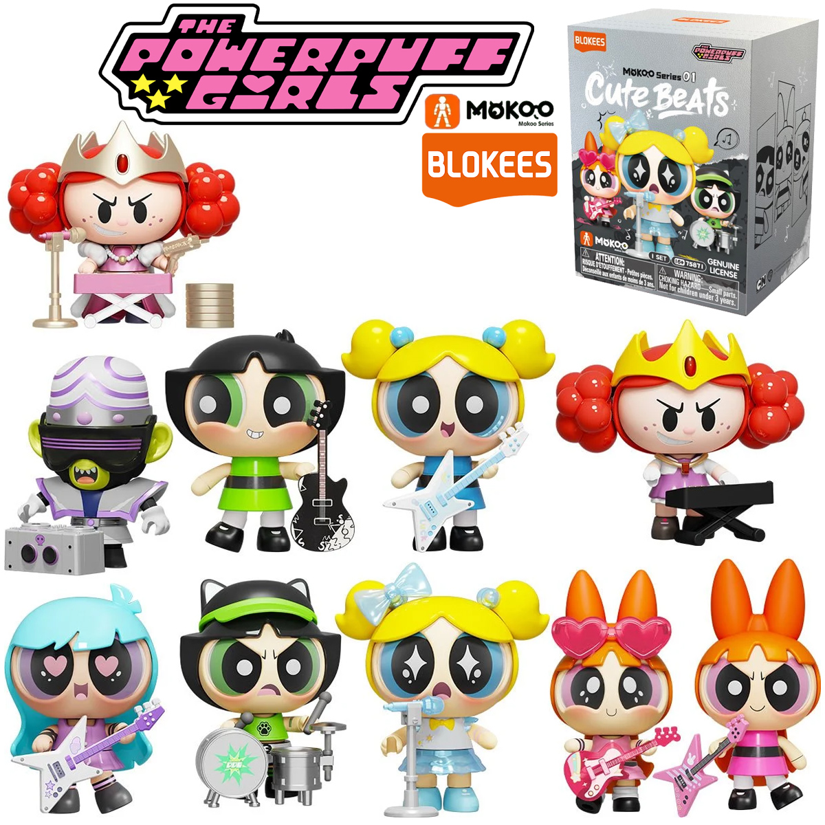 Bonequinhas As Meninas Superpoderosas “Cute Beats” Mokoo Blokees (Blind-Box)