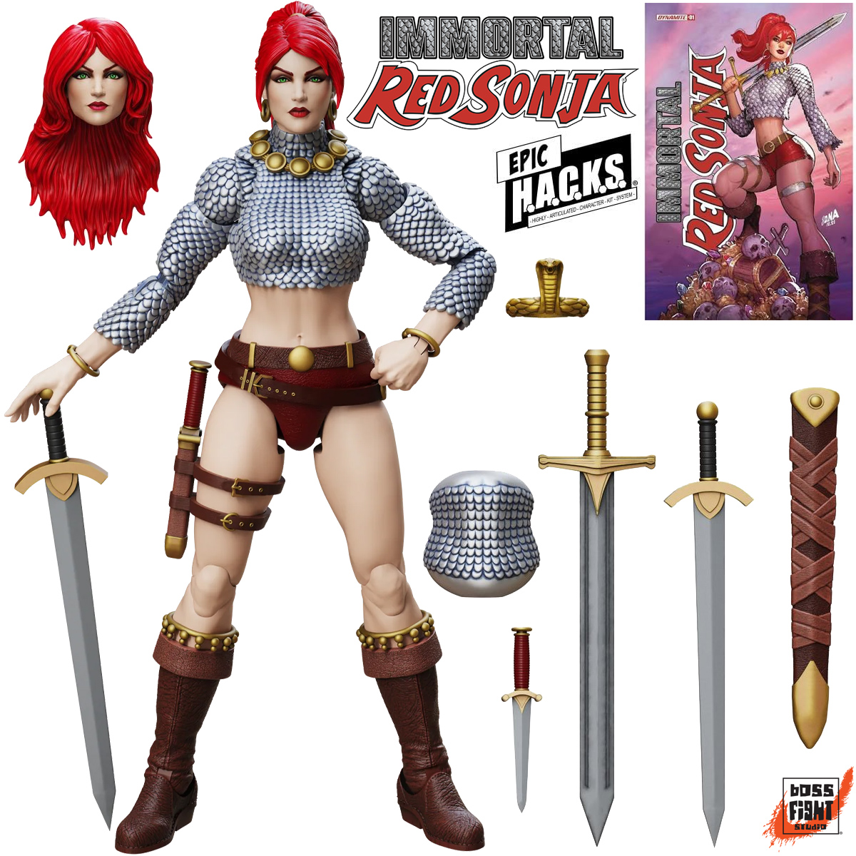 Action Figure Red Sonja Epic H.A.C.K.S. da Minissérie em Quadrinhos “Immortal Red Sonja”