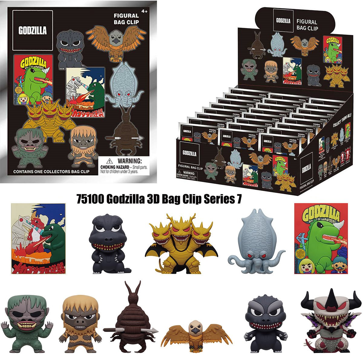 Chaveiros Godzilla 3D Figural Bag Clips (Séries 7 e 8)