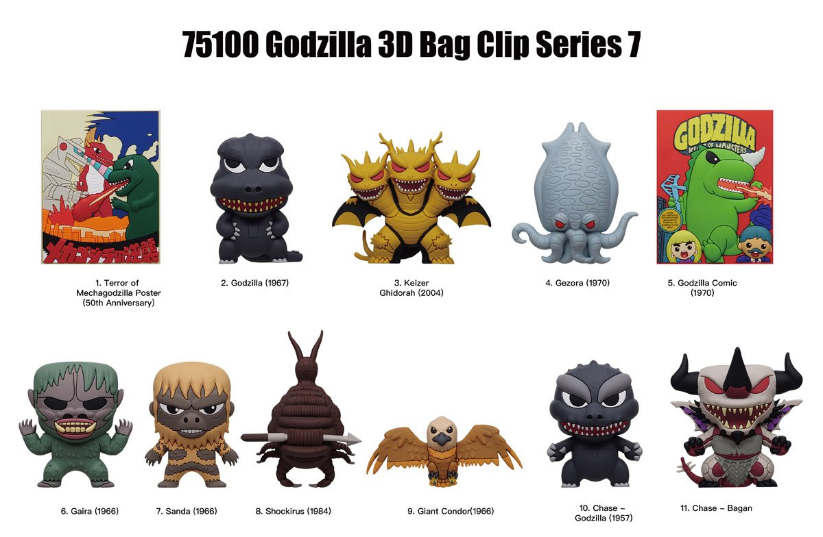 Chaveiros Godzilla 3D Figural Bag Clips (Séries 7 e 8)
