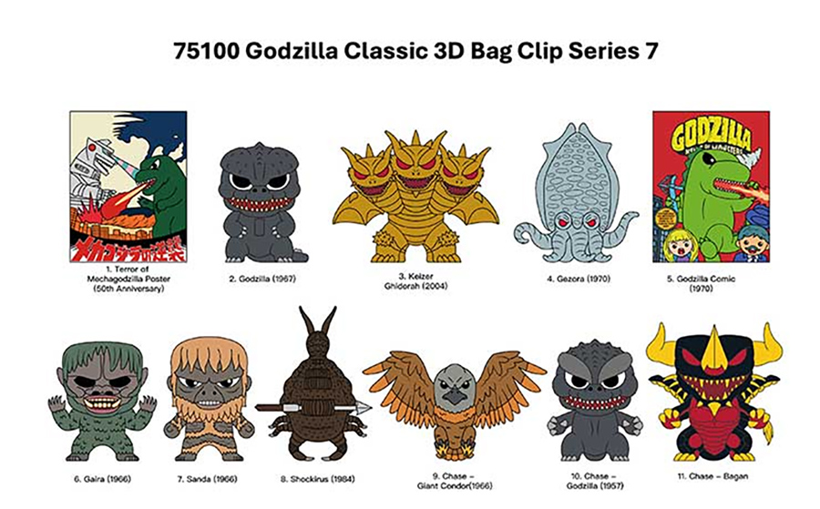 Chaveiros Godzilla 3D Figural Bag Clips (Séries 7 e 8)