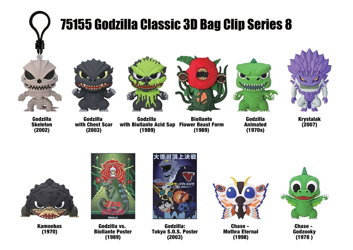 Chaveiros Godzilla 3D Figural Bag Clips (Séries 7 e 8)