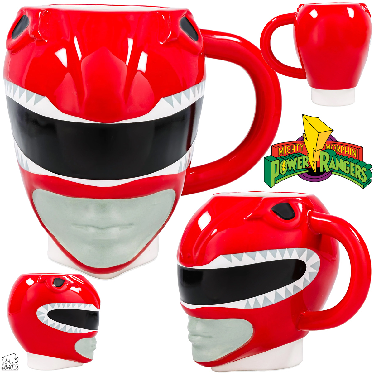 Caneca 3D Capacete T-Rex do Ranger Vermelho dos Power Rangers