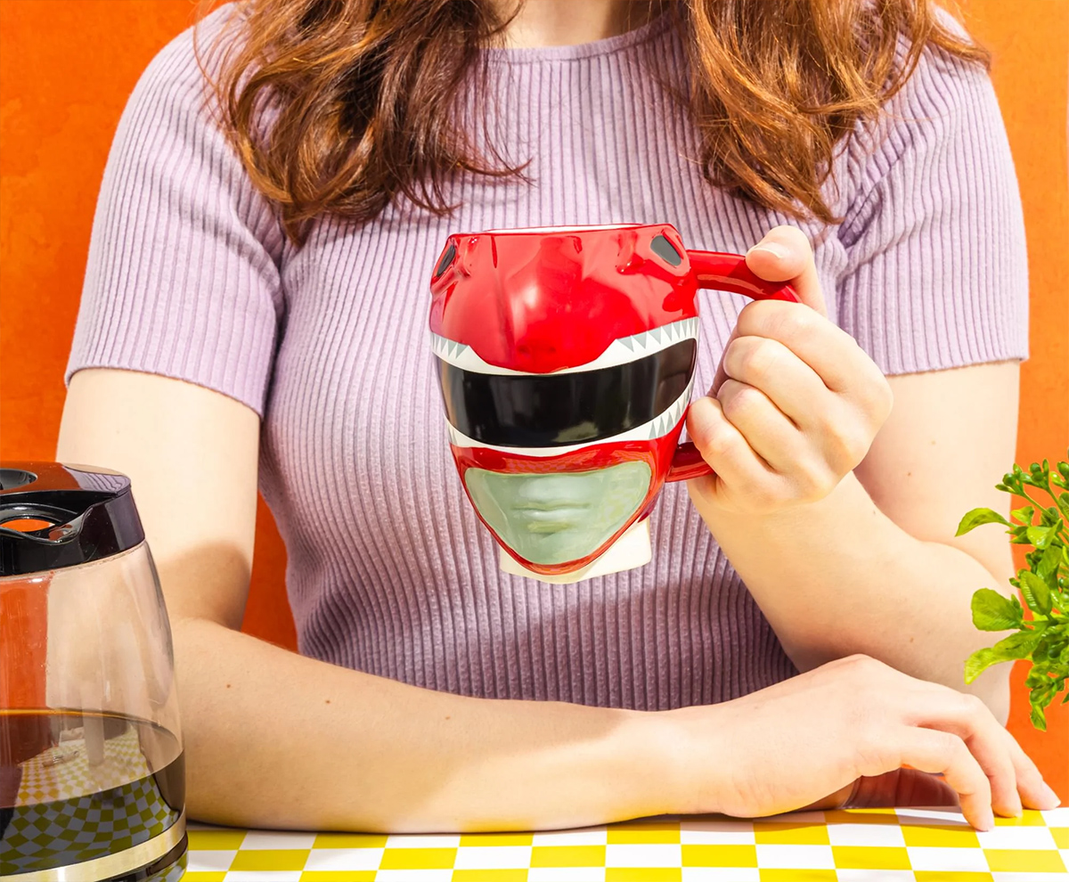 Caneca 3D Capacete T-Rex do Ranger Vermelho dos Power Rangers