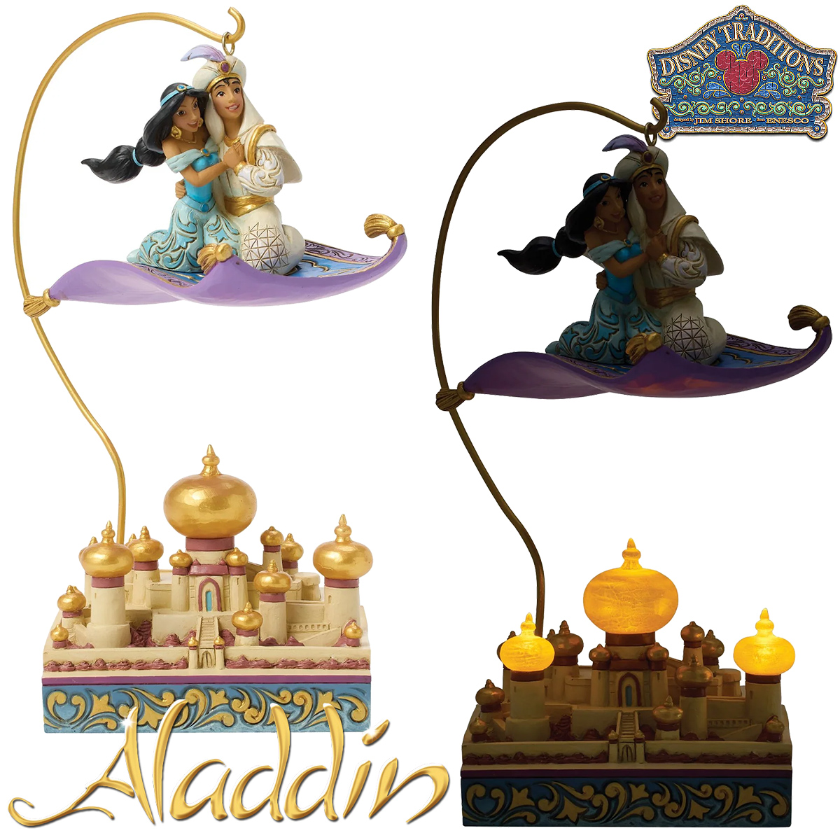 Estátua Aladdin e Jasmine Sobrevoando Agrabah (Jim Shore Disney Traditions)