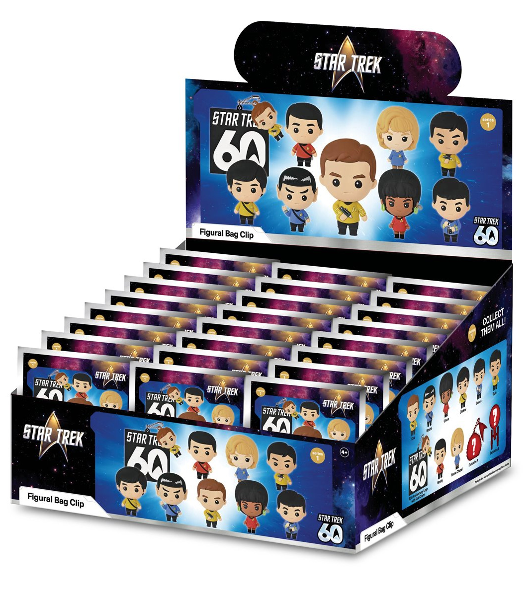 Chaveiros Star Trek TOS 60 Anos 3D Foam Bag Clips