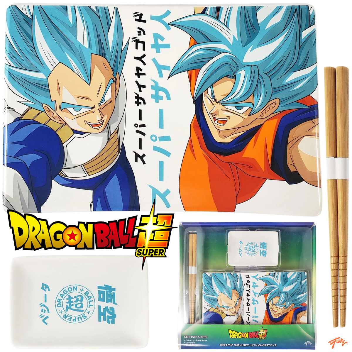 Conjunto de Sushi Dragon Ball Super com Goku e Vegeta