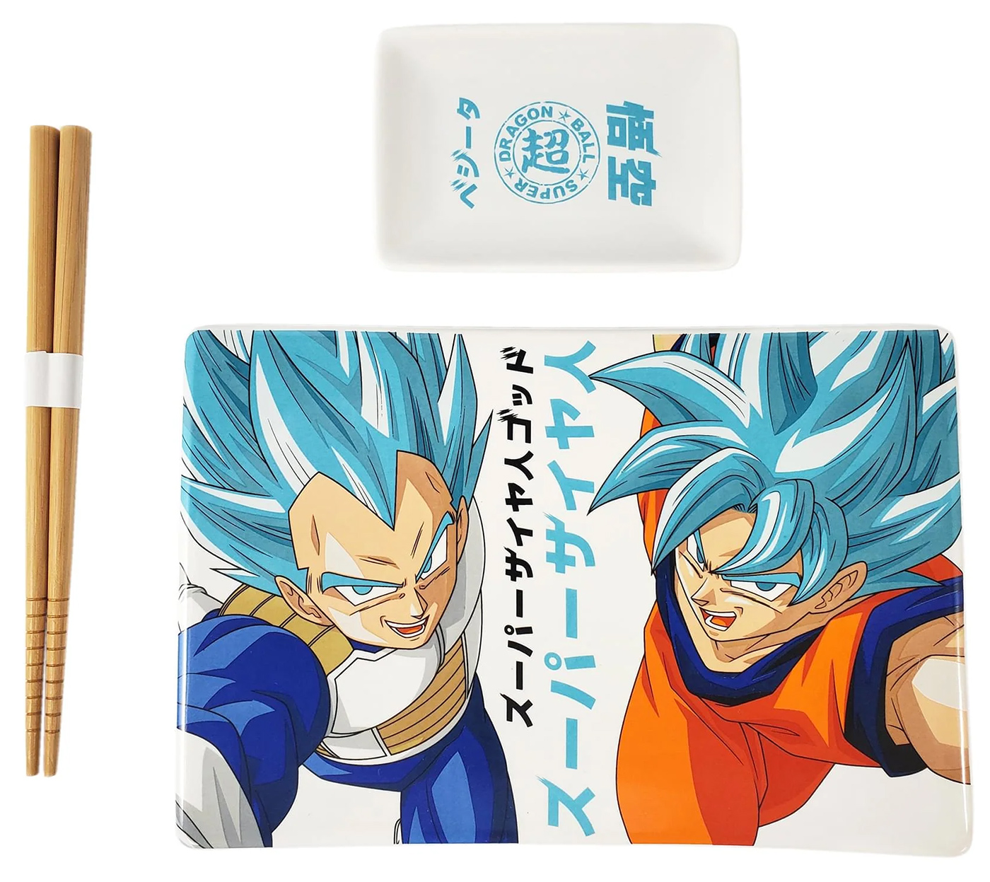 Conjunto de Sushi Dragon Ball Super com Goku e Vegeta