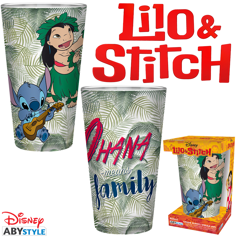 Copo de Vidro Grande Lilo & Stitch “Ohana Significa Família”