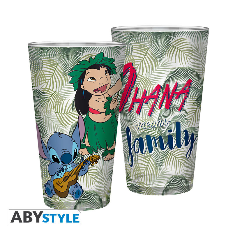 Copo de Vidro Grande Lilo & Stitch “Ohana Significa Família”