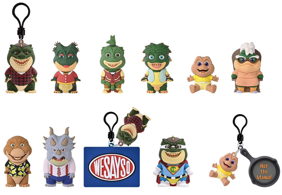 Chaveiros Família Dinossauros 3D Foam Bag Clips com Dino da Silva Sauro e outros