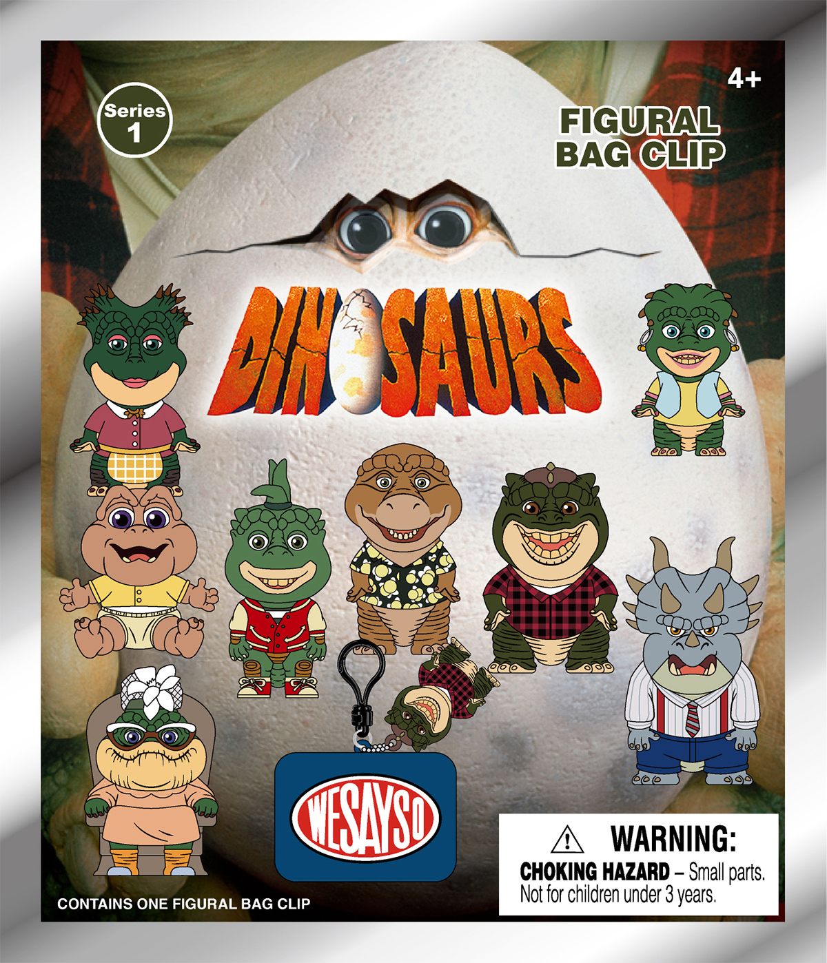Chaveiros Família Dinossauros 3D Foam Bag Clips com Dino da Silva Sauro e outros