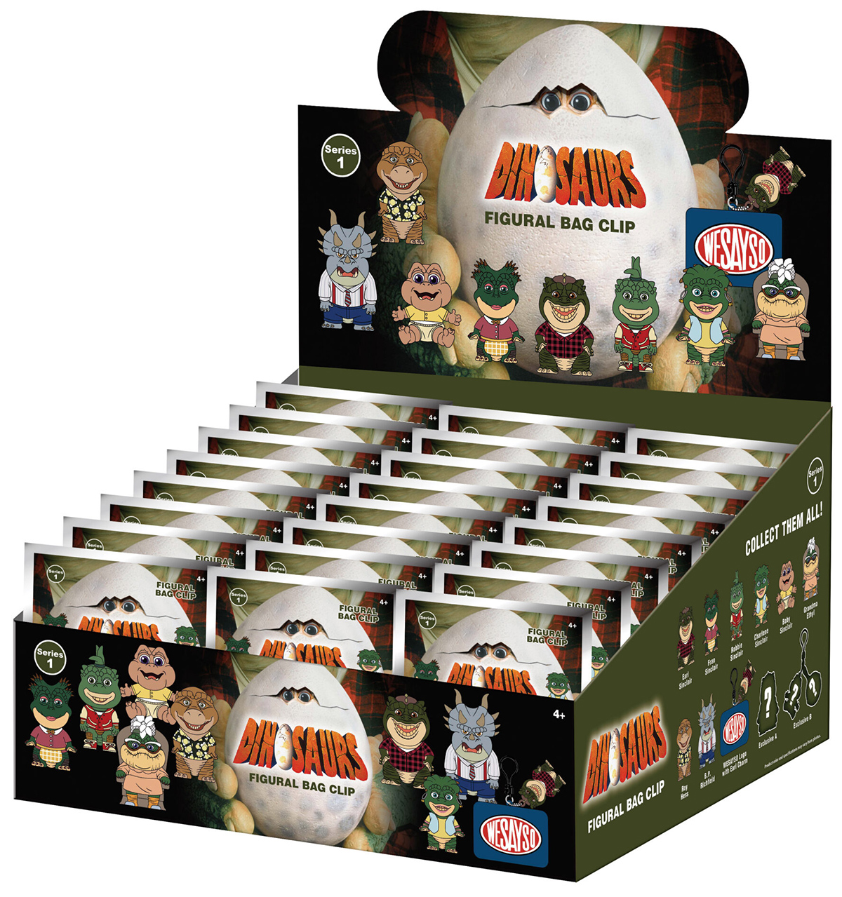 Chaveiros Família Dinossauros 3D Foam Bag Clips com Dino da Silva Sauro e outros