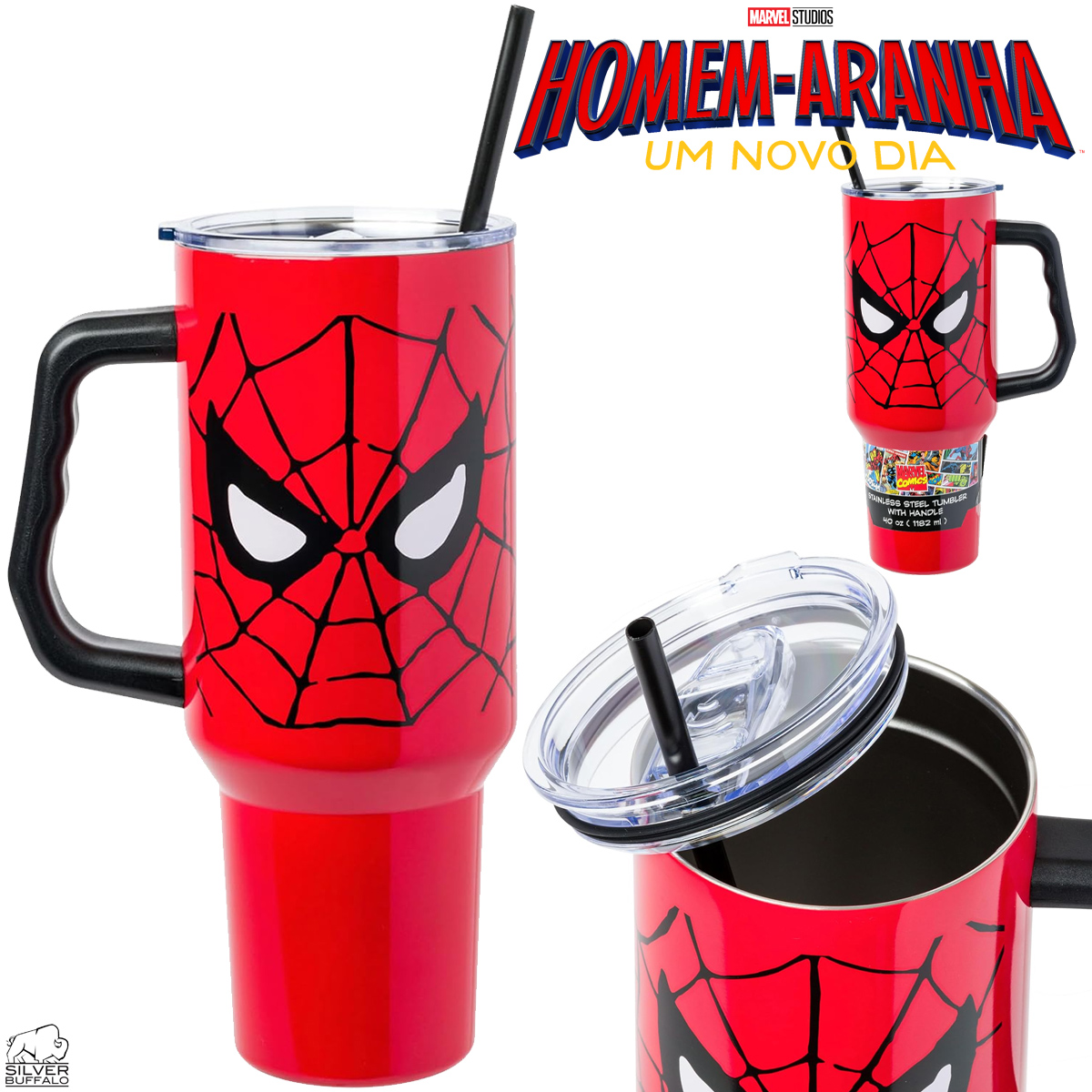 Caneca de Viagem Homem-Aranha Marvel Spider-Man Stainless Steel