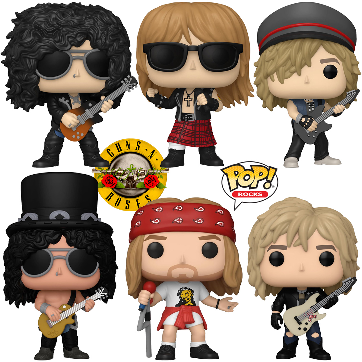 Bonecos Pop! Rocks Guns N’ Roses Anos 80 e 90